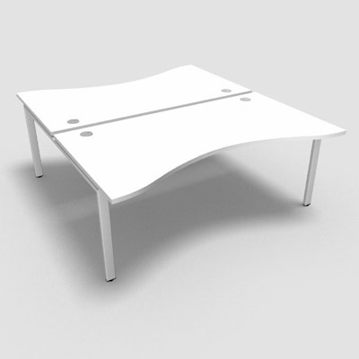 Bench plateau fixe vague sym�trique gamme Conect - blanc neige - Longueur 180 - Pi�tement Fixe blanc - El�ment D�part