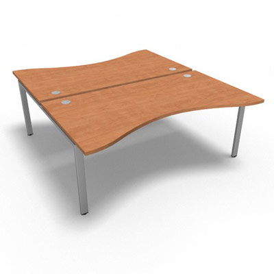 Bench plateau fixe vague sym�trique gamme Conect - pommier de France  - Longueur 180 - Pi�tement Fixe gris aluminium - El�ment D�part