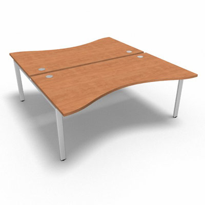 Bench plateau fixe vague sym�trique gamme Conect - pommier de France  - Longueur 180 - Pi�tement Fixe blanc - El�ment D�part