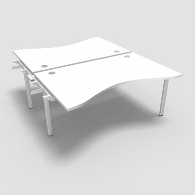 Bench plateau fixe vague sym�trique gamme Conect - blanc neige - Longueur 160 - Pi�tement Fixe blanc - El�ment Suivant