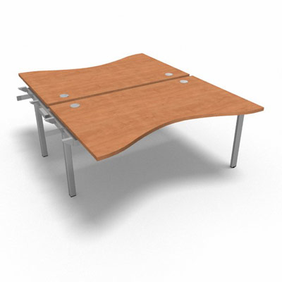 Bench plateau fixe vague sym�trique gamme Conect - pommier de France  - Longueur 160 - Pi�tement Fixe gris aluminium - El�ment Suivant