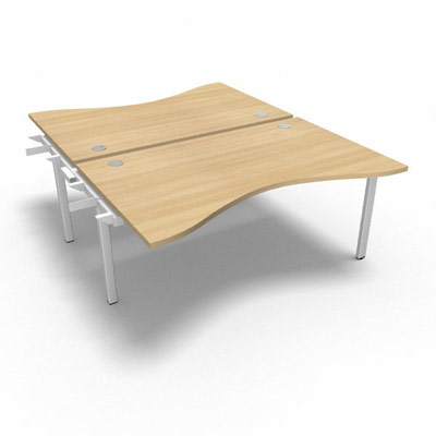 Bench plateau fixe vague symtrique gamme Conect - chne clair - Longueur 160 - Pitement Fixe blanc - Elment Suivant