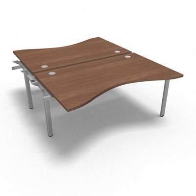 Bench plateau fixe vague symtrique gamme Conect - noyer ambr - Longueur 160 - Pitement Fixe gris aluminium - Elment Suivant
