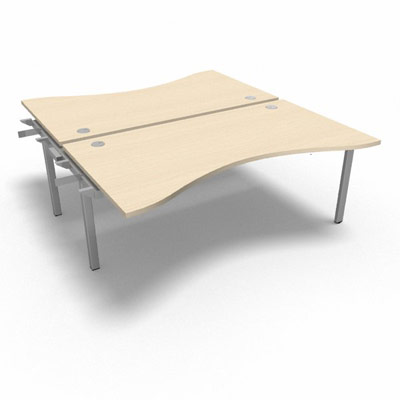 Bench plateau fixe vague symtrique gamme Conect - rable blanc - Longueur 180 - Pitement Fixe gris aluminium - Elment Suivant