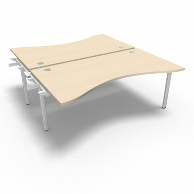 Bench plateau fixe vague symtrique gamme Conect - rable blanc - Longueur 180 - Pitement Fixe blanc - Elment Suivant