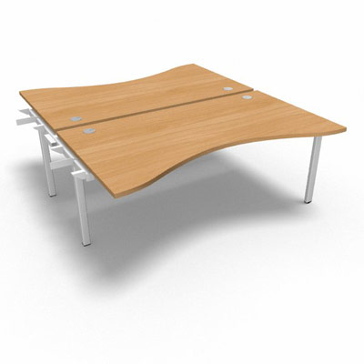 Bench plateau fixe vague symtrique gamme Conect - htre saumonn - Longueur 180 - Pitement Fixe blanc - Elment Suivant