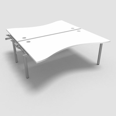 Bench plateau fixe vague symtrique gamme Conect - blanc neige - Longueur 180 - Pitement Fixe gris aluminium - Elment Suivant