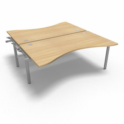 Bench plateau fixe vague symtrique gamme Conect - chne clair - Longueur 180 - Pitement Fixe gris aluminium - Elment Suivant