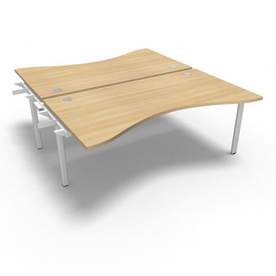 Bench plateau fixe vague symtrique gamme Conect - chne clair - Longueur 180 - Pitement Fixe blanc - Elment Suivant
