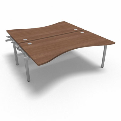 Bench plateau fixe vague symtrique gamme Conect - noyer ambr - Longueur 180 - Pitement Fixe gris aluminium - Elment Suivant