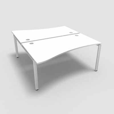 Bench 2 plateaux fixes vague asymtrique gamme Conect - blanc neige - Longueur 160 - Pitement Fixe blanc