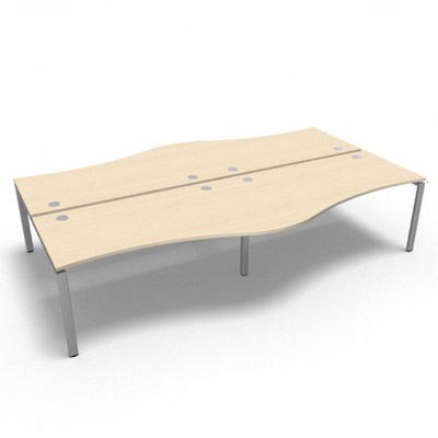 Bench 4 plateaux fixes vague asymtrique gamme Conect - rable blanc - Longueur 320 - Pitement Fixe gris aluminium