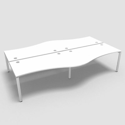 Bench 4 plateaux fixes vague asymtrique gamme Conect - blanc neige - Longueur 320 - Pitement Fixe blanc