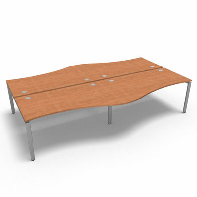 Bench 4 plateaux fixes vague asymtrique gamme Conect - pommier de France  - Longueur 320 - Pitement Fixe gris aluminium