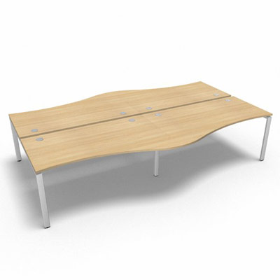 Bench 4 plateaux fixes vague asymtrique gamme Conect - chne clair - Longueur 320 - Pitement Fixe blanc