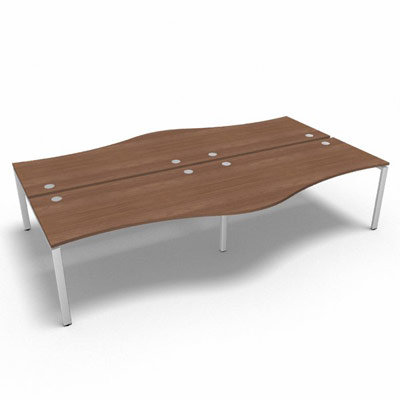 Bench 4 plateaux fixes vague asymtrique gamme Conect - noyer ambr - Longueur 320 - Pitement Fixe blanc