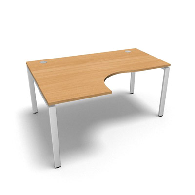 Bureau compact  90 degrs retour 60 cm gamme Conect - htre saumonn - Longueur 160 - Pitement Fixe blanc - Retour gauche