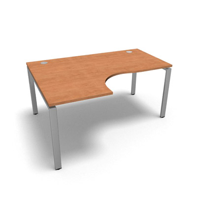 Bureau compact  90 degrs retour 60 cm gamme Conect - pommier de France  - Longueur 160 - Pitement Fixe gris aluminium - Retour gauche