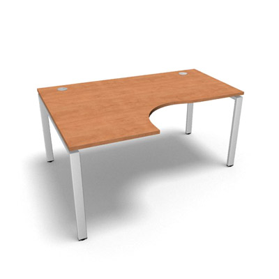Bureau compact  90 degrs retour 60 cm gamme Conect - pommier de France  - Longueur 160 - Pitement Fixe blanc - Retour gauche