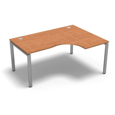 Bureau compact  90 degrs retour 60 cm gamme Conect - pommier de France  - Longueur 160 - Pitement Fixe gris aluminium - Retour droite
