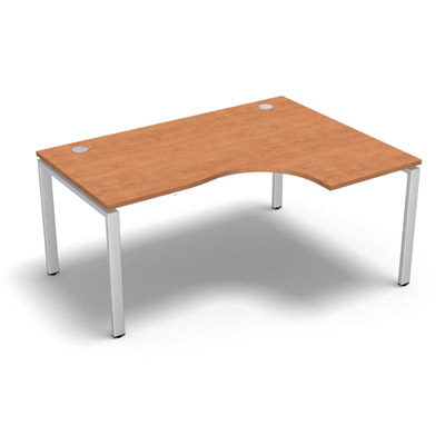 Bureau compact  90 degrs retour 60 cm gamme Conect - pommier de France  - Longueur 160 - Pitement Fixe blanc - Retour droite