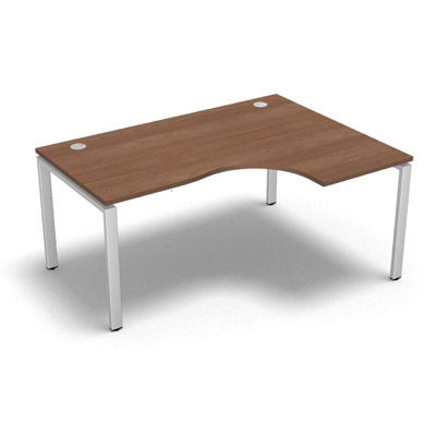 Bureau compact  90 degrs retour 60 cm gamme Conect - noyer ambr - Longueur 160 - Pitement Fixe blanc - Retour droite