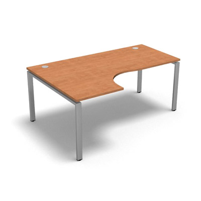 Bureau compact � 90 degr�s retour 60 cm gamme Conect - pommier de France  - Longueur 180 - Pi�tement Fixe gris aluminium - Retour gauche