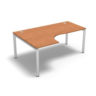 Bureau compact � 90 degr�s retour 60 cm gamme Conect - pommier de France  - Longueur 180 - Pi�tement Fixe blanc - Retour gauche