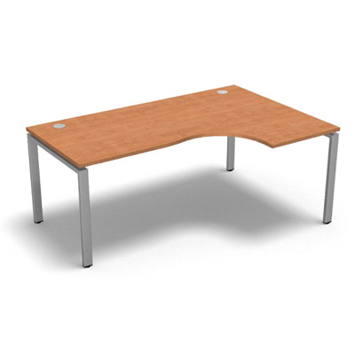 Bureau compact � 90 degr�s retour 60 cm gamme Conect - pommier de France  - Longueur 180 - Pi�tement Fixe gris aluminium - Retour droite