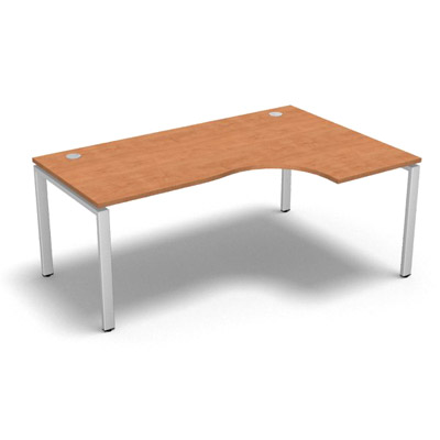 Bureau compact � 90 degr�s retour 60 cm gamme Conect - pommier de France  - Longueur 180 - Pi�tement Fixe blanc - Retour droite