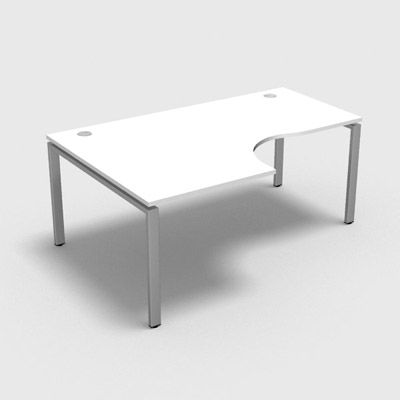 Bureau compact  90 degrs retour 80 cm gamme Conect - blanc neige - Longueur 180 - Pitement Fixe gris aluminium - Retour gauche