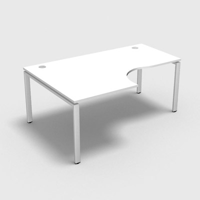 Bureau compact  90 degrs retour 80 cm gamme Conect - blanc neige - Longueur 180 - Pitement Fixe blanc - Retour gauche