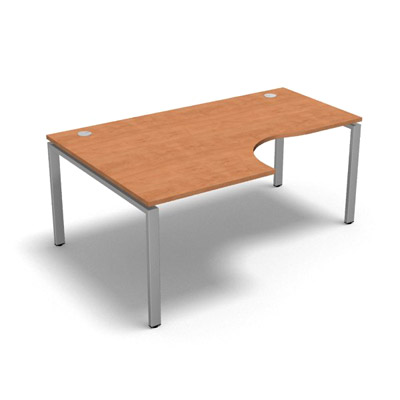 Bureau compact � 90 degr�s retour 80 cm gamme Conect - pommier de France  - Longueur 180 - Pi�tement Fixe gris aluminium - Retour gauche