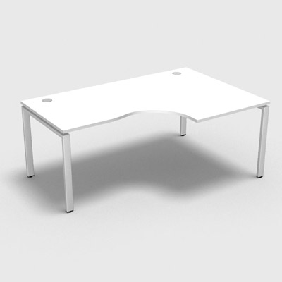 Bureau compact � 90 degr�s retour 80 cm gamme Conect - blanc neige - Longueur 180 - Pi�tement Fixe blanc - Retour droite