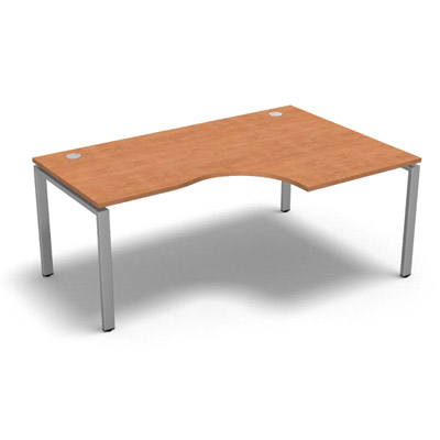 Bureau compact � 90 degr�s retour 80 cm gamme Conect - pommier de France  - Longueur 180 - Pi�tement Fixe gris aluminium - Retour droite