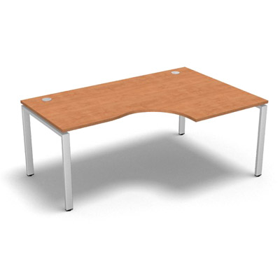 Bureau compact � 90 degr�s retour 80 cm gamme Conect - pommier de France  - Longueur 180 - Pi�tement Fixe blanc - Retour droite