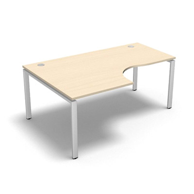 Bureau compact � 90 degr�s retour 80 cm gamme Conect - �rable blanc - Longueur 180 - Pi�tement R�glable blanc - Retour gauche