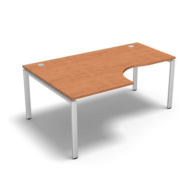 Bureau compact � 90 degr�s retour 80 cm gamme Conect - pommier de France  - Longueur 180 - Pi�tement R�glable blanc - Retour gauche