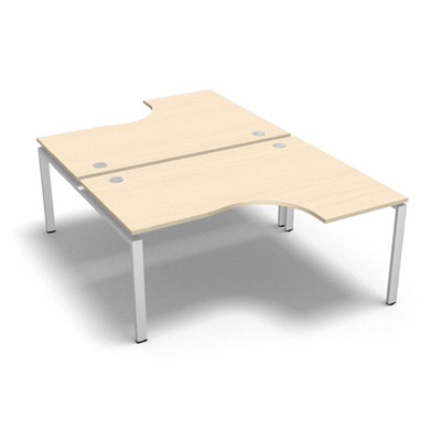 Bench 2 plateaux compact  90 degrs retour 60 cm gamme Conect - rable blanc - Longueur 160 - Pitement Fixe blanc