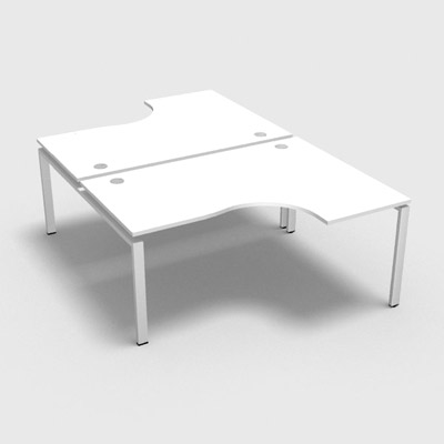 Bench 2 plateaux compact  90 degrs retour 60 cm gamme Conect - blanc neige - Longueur 160 - Pitement Fixe blanc