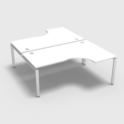 Bench 2 plateaux compact  90 degrs retour 60 cm gamme Conect - blanc neige - Longueur 180 - Pitement Fixe blanc