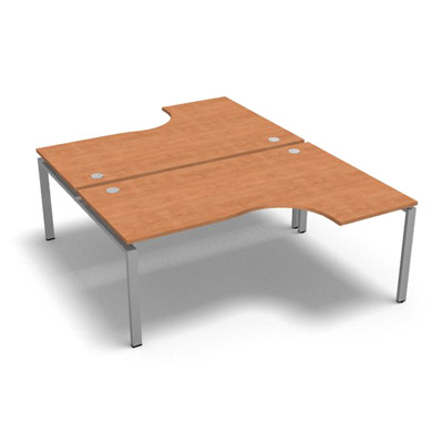 Bench 2 plateaux compact  90 degrs retour 60 cm gamme Conect - pommier de France  - Longueur 180 - Pitement Fixe gris aluminium