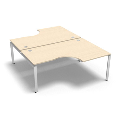 Bench 2 plateaux compact  90 degrs retour 80 cm gamme Conect - rable blanc - Longueur 180 - Pitement Fixe blanc