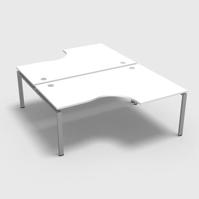 Bench 2 plateaux compact  90 degrs retour 80 cm gamme Conect - blanc neige - Longueur 180 - Pitement Fixe gris aluminium