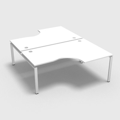 Bench 2 plateaux compact  90 degrs retour 80 cm gamme Conect - blanc neige - Longueur 180 - Pitement Fixe blanc