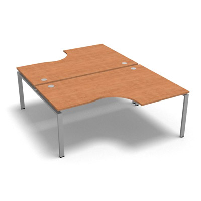 Bench 2 plateaux compact  90 degrs retour 80 cm gamme Conect - pommier de France  - Longueur 180 - Pitement Fixe gris aluminium
