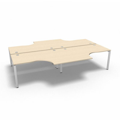 Bench 4 plateaux compact  90 degrs retour 60 cm gamme Conect - rable blanc - Longueur 320 - Pitement Fixe blanc