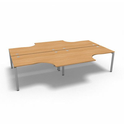 Bench 4 plateaux compact  90 degrs retour 60 cm gamme Conect - htre saumonn - Longueur 320 - Pitement Fixe gris aluminium