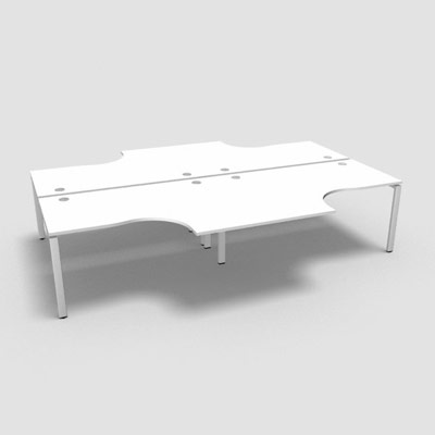 Bench 4 plateaux compact  90 degrs retour 60 cm gamme Conect - blanc neige - Longueur 320 - Pitement Fixe blanc