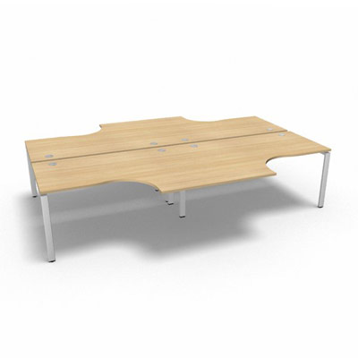 Bench 4 plateaux compact  90 degrs retour 60 cm gamme Conect - chne clair - Longueur 320 - Pitement Fixe blanc